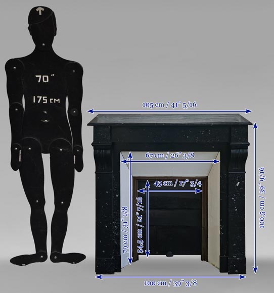 Cheminée de style Napoléon III à modillons en marbre noir moucheté Cheminée de style Napoléon III à modillons en marbre noir moucheté-9