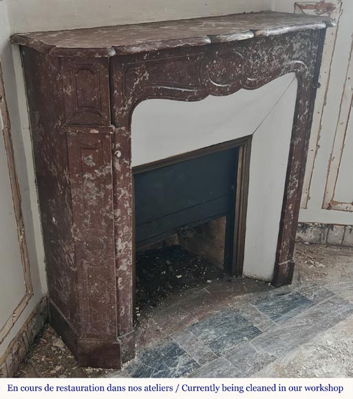 Cheminée de style Louis XV modèle Pompadour en marbre Rouge du Nord Cheminée de style Louis XV modèle Pompadour en marbre Rouge du Nord-2