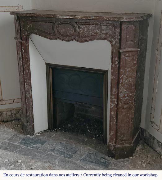 Cheminée de style Louis XV modèle Pompadour en marbre Rouge du Nord Cheminée de style Louis XV modèle Pompadour en marbre Rouge du Nord-5