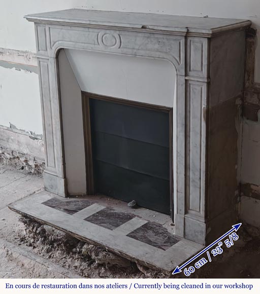 Cheminée droite de style Louis XV modèle Pompadour en marbre de Carrare Cheminée droite de style Louis XV modèle Pompadour en marbre de Carrare-5