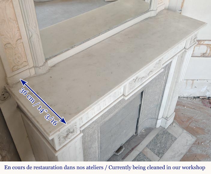 Cheminée de style Louis XVI en marbre demi statuaire ornée d'une frise de fleurs Cheminée de style Louis XVI en marbre demi statuaire ornée d'une frise de fleurs-10