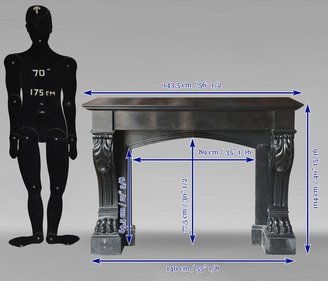 Cheminée aux pattes de lion en marbre noir fin Cheminée aux pattes de lion en marbre noir fin-10