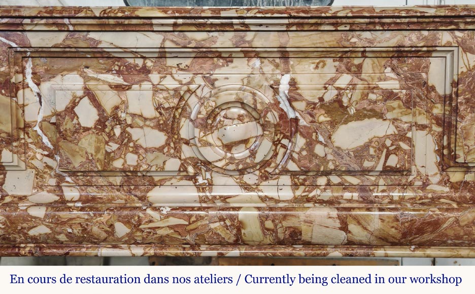 Cheminée style Louis XIV en marbre brèche orange Cheminée style Louis XIV en marbre brèche orange-1