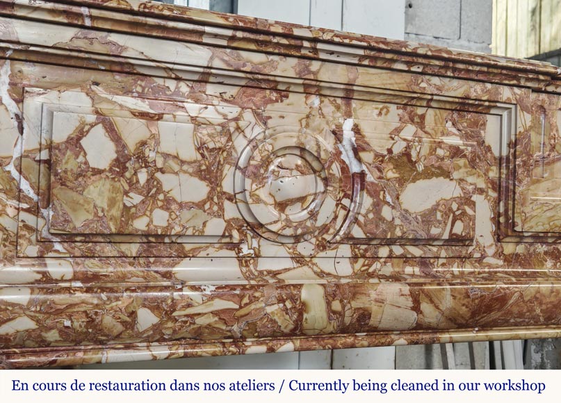 Cheminée style Louis XIV en marbre brèche orange Cheminée style Louis XIV en marbre brèche orange-2