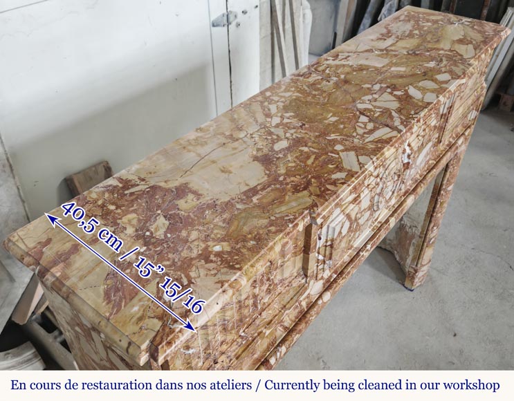 Cheminée style Louis XIV en marbre brèche orange Cheminée style Louis XIV en marbre brèche orange-9