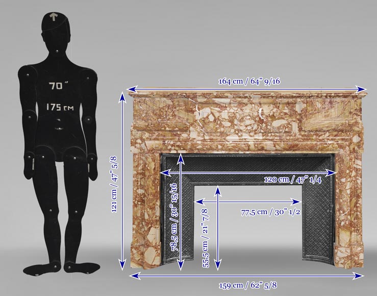 Cheminée style Louis XIV en marbre brèche orange Cheminée style Louis XIV en marbre brèche orange-10