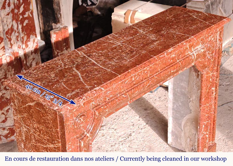 Cheminée de style Louis XIV en marbre Campan rouge Cheminée de style Louis XIV en marbre Campan rouge-8