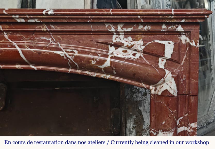 Cheminée de style Louis XIV en marbre rouge Cheminée de style Louis XIV en marbre rouge-6