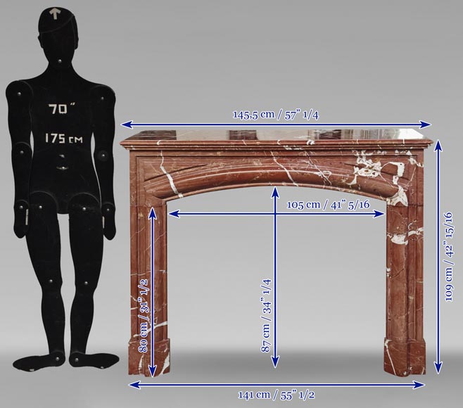 Cheminée de style Louis XIV en marbre rouge Cheminée de style Louis XIV en marbre rouge-9