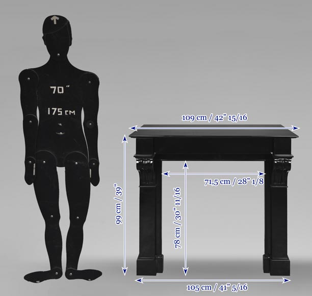 Cheminée de style Napoléon III à modillons, en marbre noir fin de Belgique Cheminée de style Napoléon III à modillons, en marbre noir fin de Belgique-10