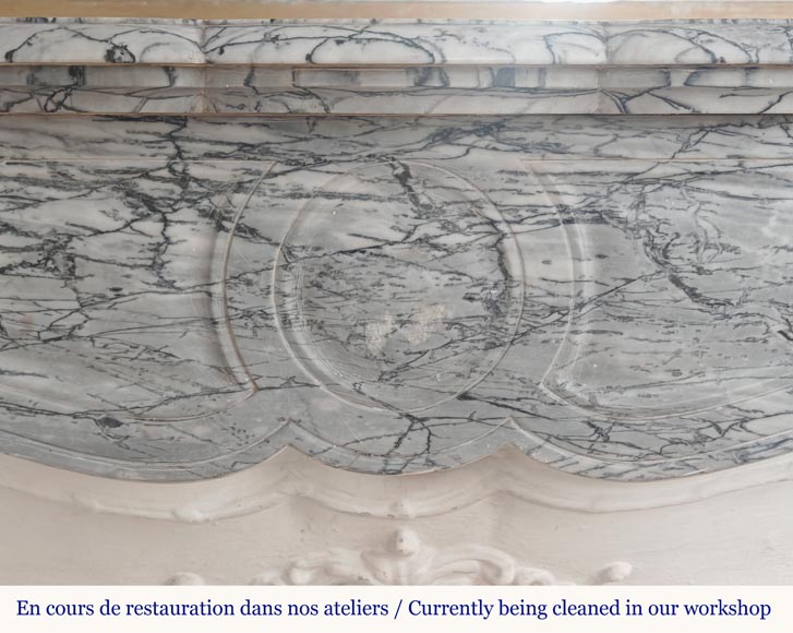 Petite cheminée de style Louis XV modèle Pompadour en marbre bleu Fleury Petite cheminée de style Louis XV modèle Pompadour en marbre bleu Fleury-1