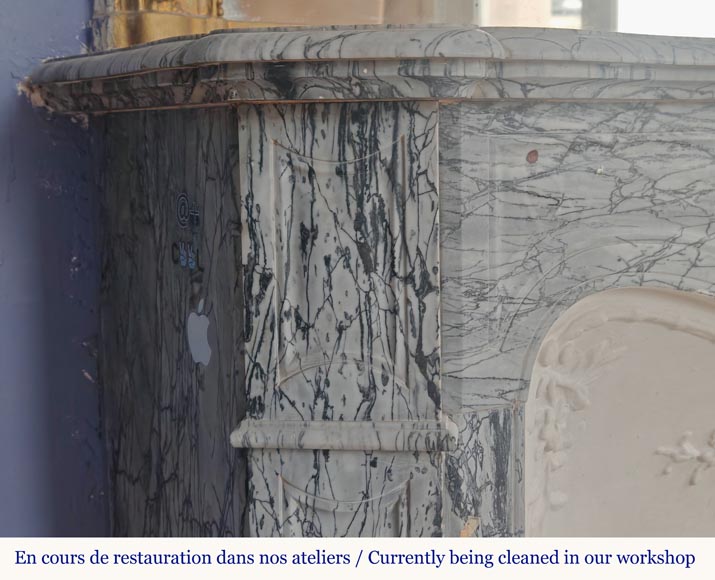 Petite cheminée de style Louis XV modèle Pompadour en marbre bleu Fleury Petite cheminée de style Louis XV modèle Pompadour en marbre bleu Fleury-3