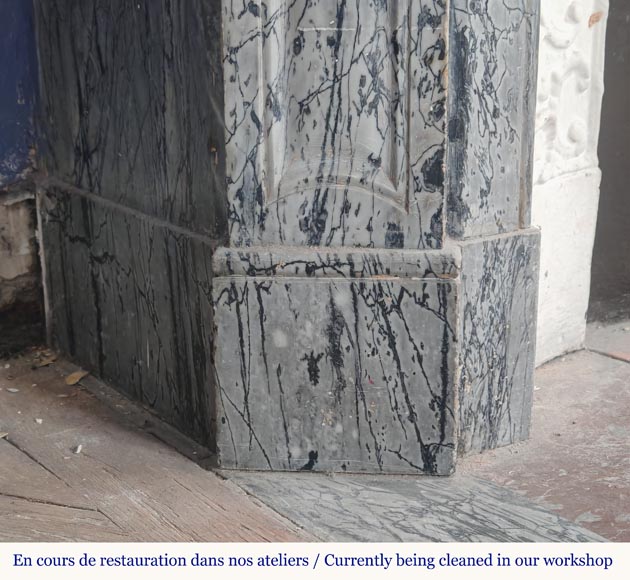 Petite cheminée de style Louis XV modèle Pompadour en marbre bleu Fleury Petite cheminée de style Louis XV modèle Pompadour en marbre bleu Fleury-4