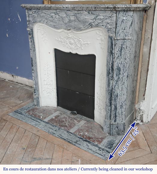 Petite cheminée de style Louis XV modèle Pompadour en marbre bleu Fleury Petite cheminée de style Louis XV modèle Pompadour en marbre bleu Fleury-5