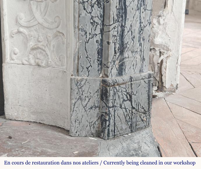 Petite cheminée de style Louis XV modèle Pompadour en marbre bleu Fleury Petite cheminée de style Louis XV modèle Pompadour en marbre bleu Fleury-7