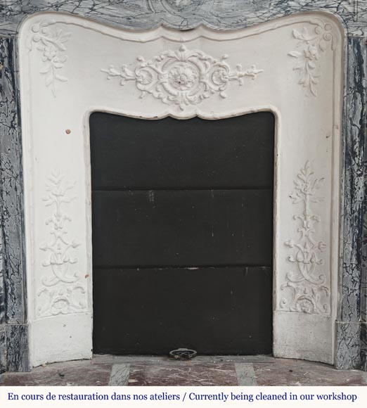 Petite cheminée de style Louis XV modèle Pompadour en marbre bleu Fleury Petite cheminée de style Louis XV modèle Pompadour en marbre bleu Fleury-8