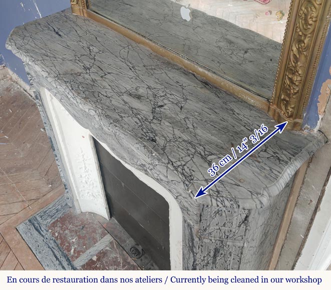 Petite cheminée de style Louis XV modèle Pompadour en marbre bleu Fleury Petite cheminée de style Louis XV modèle Pompadour en marbre bleu Fleury-10