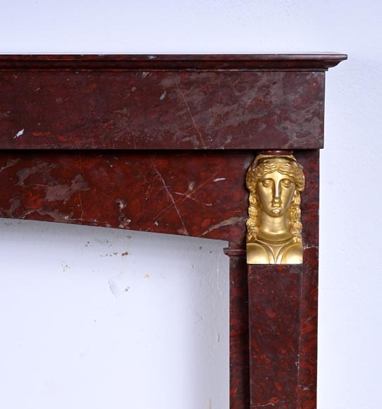 Cheminée d'époque Empire en marbre Rouge Griotte, bronzes ( attribués à Thomire ) Cheminée d'époque Empire en marbre Rouge Griotte, bronzes ( attribués à Thomire )-8