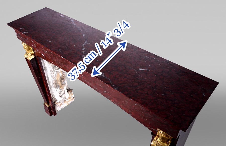 Cheminée d'époque Empire en marbre Rouge Griotte, bronzes ( attribués à Thomire ) Cheminée d'époque Empire en marbre Rouge Griotte, bronzes ( attribués à Thomire )-14