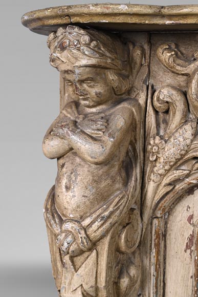Cheminée en bois sculpté à décor de putti – Fin XVIIIe siècle Cheminée en bois sculpté à décor de putti – Fin XVIIIe siècle-5