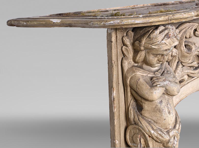 Cheminée en bois sculpté à décor de putti – Fin XVIIIe siècle Cheminée en bois sculpté à décor de putti – Fin XVIIIe siècle-6