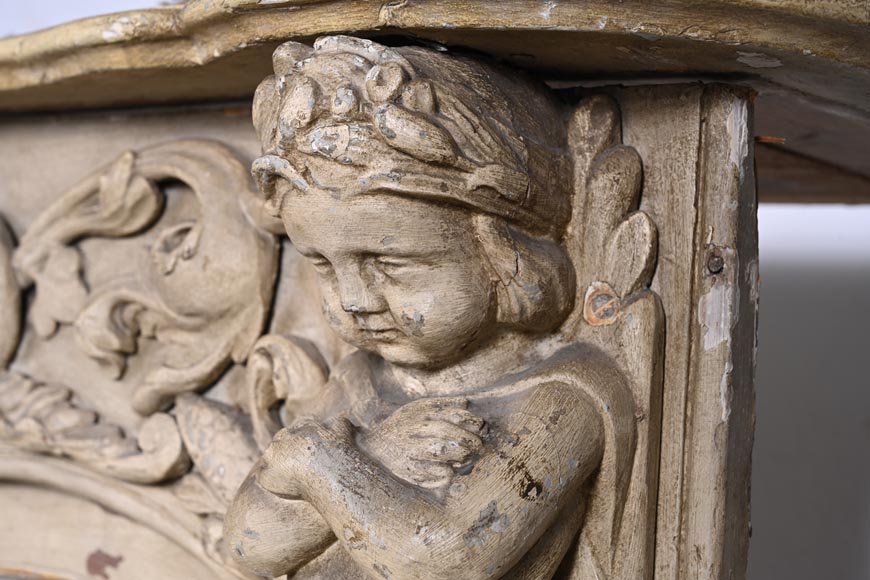 Cheminée en bois sculpté à décor de putti – Fin XVIIIe siècle Cheminée en bois sculpté à décor de putti – Fin XVIIIe siècle-11