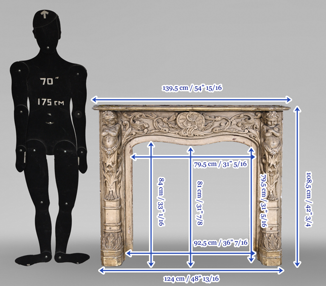 Cheminée en bois sculpté à décor de putti – Fin XVIIIe siècle Cheminée en bois sculpté à décor de putti – Fin XVIIIe siècle-18