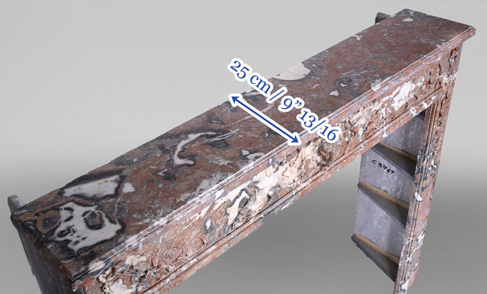 Cheminée de style Louis XVI en marbre Rouge de Rance, XIXe siècle Cheminée de style Louis XVI en marbre Rouge de Rance, XIXe siècle-8