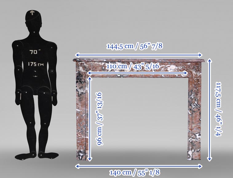 Cheminée de style Louis XVI en marbre Rouge de Rance, XIXe siècle Cheminée de style Louis XVI en marbre Rouge de Rance, XIXe siècle-10