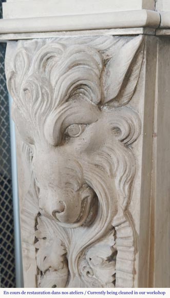 Cheminée de style Napoléon III en pierre sculpté, au décor végétal Cheminée de style Napoléon III en pierre sculpté, au décor végétal-4