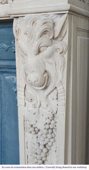 Cheminée de style Napoléon III en pierre sculpté, au décor végétal Cheminée de style Napoléon III en pierre sculpté, au décor végétal-9