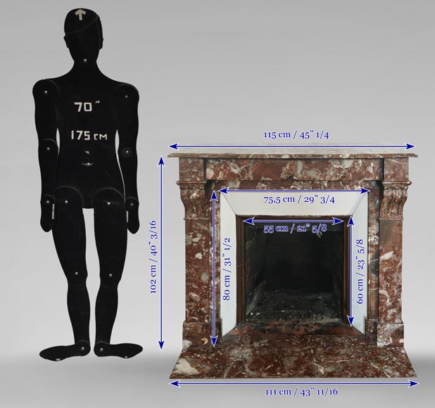 Cheminée modillon en marbre rouge du nord Cheminée modillon en marbre rouge du nord-10