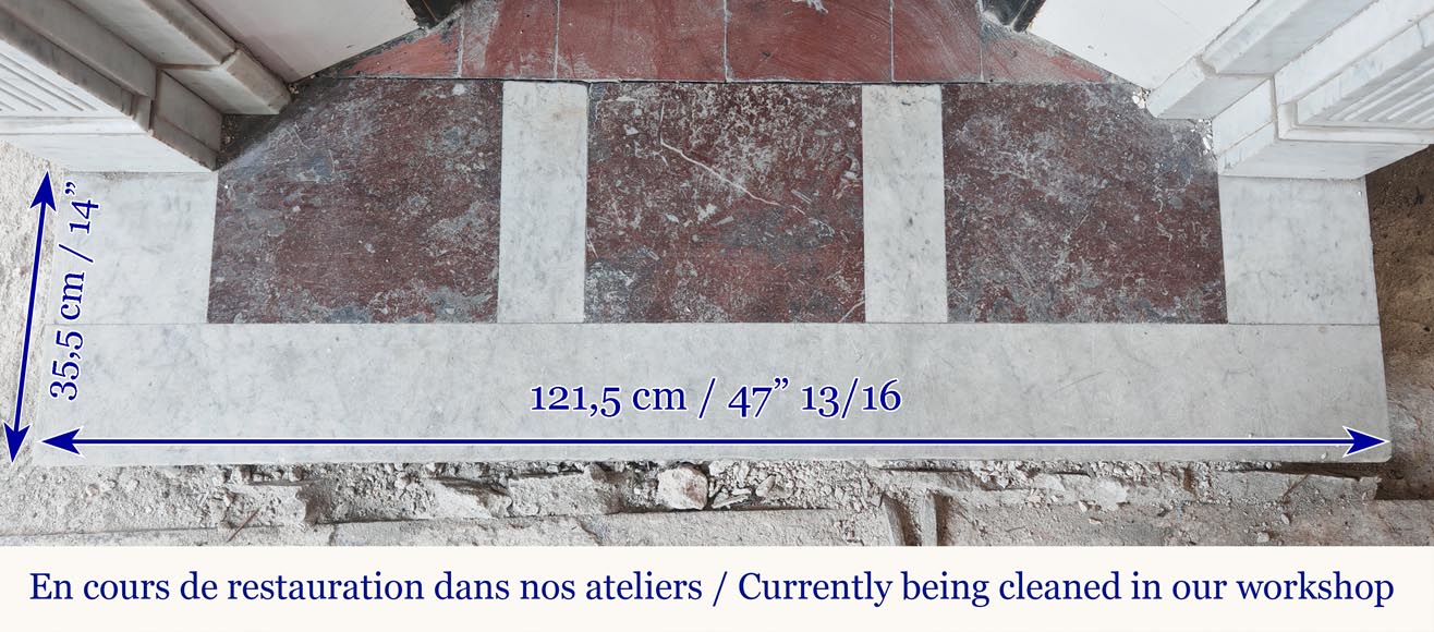 Cheminée de style Louis XVI en marbre de Carrare, décoré de cannelures rudentées Cheminée de style Louis XVI en marbre de Carrare, décoré de cannelures rudentées-8