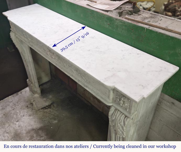 Cheminée de style Louis XVI en marbre de Carrare décorée d'un arc et d'un carquois Cheminée de style Louis XVI en marbre de Carrare décorée d'un arc et d'un carquois-13