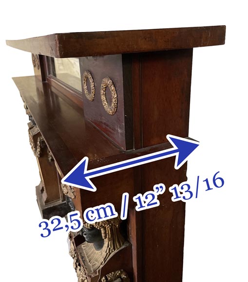 Cheminée d'époque Empire en noyer, ornée de cariatides Cheminée d'époque Empire en noyer, ornée de cariatides-4