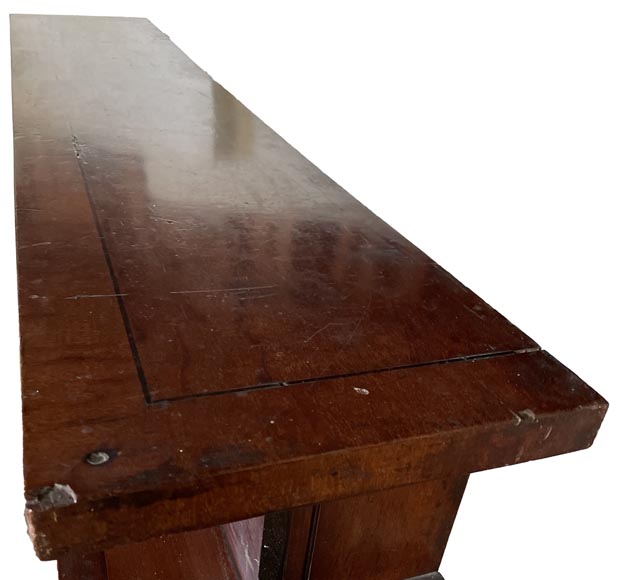 Cheminée d'époque Empire en noyer, ornée de cariatides Cheminée d'époque Empire en noyer, ornée de cariatides-5