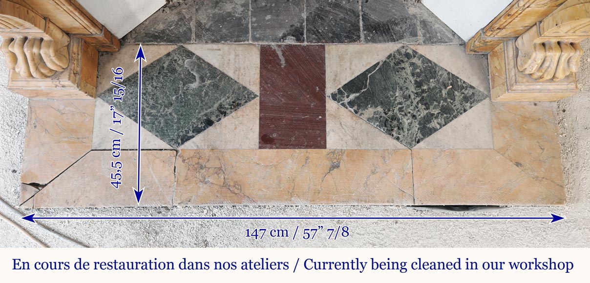 Cheminée patte de lion d'époque Restauration, en marbre Jaune de Sienne Cheminée patte de lion d'époque Restauration, en marbre Jaune de Sienne-9