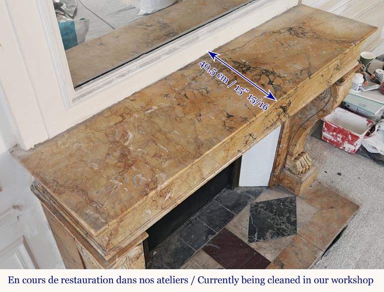 Cheminée patte de lion d'époque Restauration, en marbre Jaune de Sienne Cheminée patte de lion d'époque Restauration, en marbre Jaune de Sienne-10