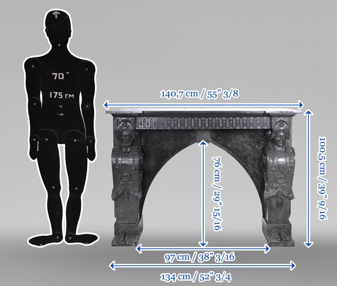 Cheminée en granite noir sculpté – XVIIIe siècle Cheminée en granite noir sculpté – XVIIIe siècle-16