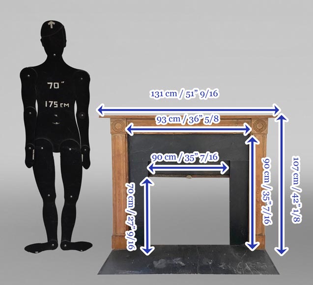 Cheminée de style Louis XVI en bois de sapin et ardoise Cheminée de style Louis XVI en bois de sapin et ardoise-7