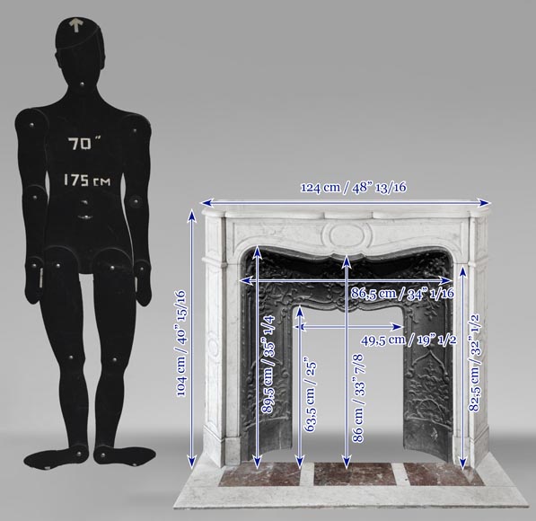 Cheminée de style Louis XV modèle Pompadour en marbre de Carrare Cheminée de style Louis XV modèle Pompadour en marbre de Carrare-10