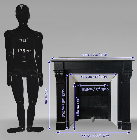 Cheminée modillon de style Napoléon III en noir moucheté Cheminée modillon de style Napoléon III en noir moucheté-8