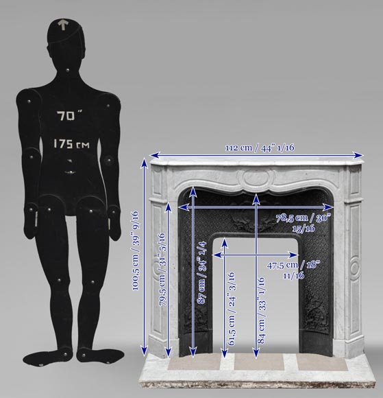 Cheminée de style Louis XV modèle Pompadour, en marbre de Carrare Cheminée de style Louis XV modèle Pompadour, en marbre de Carrare-10