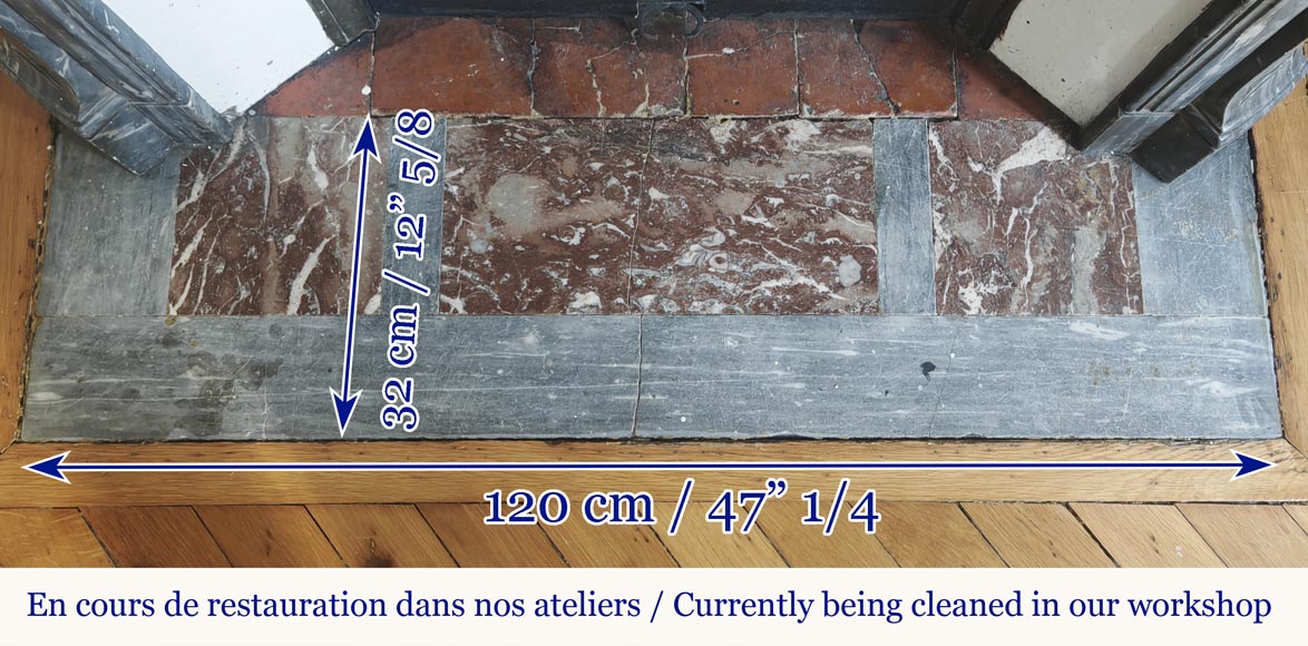 Cheminée de style Louis XV modèle Pompadour, en marbre bleu Turquin Cheminée de style Louis XV modèle Pompadour, en marbre bleu Turquin-8