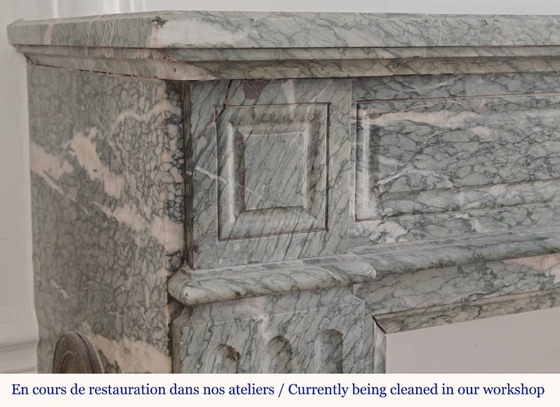 Cheminée moulurée de style Louis XVI en marbre Campan vert Cheminée moulurée de style Louis XVI en marbre Campan vert-3