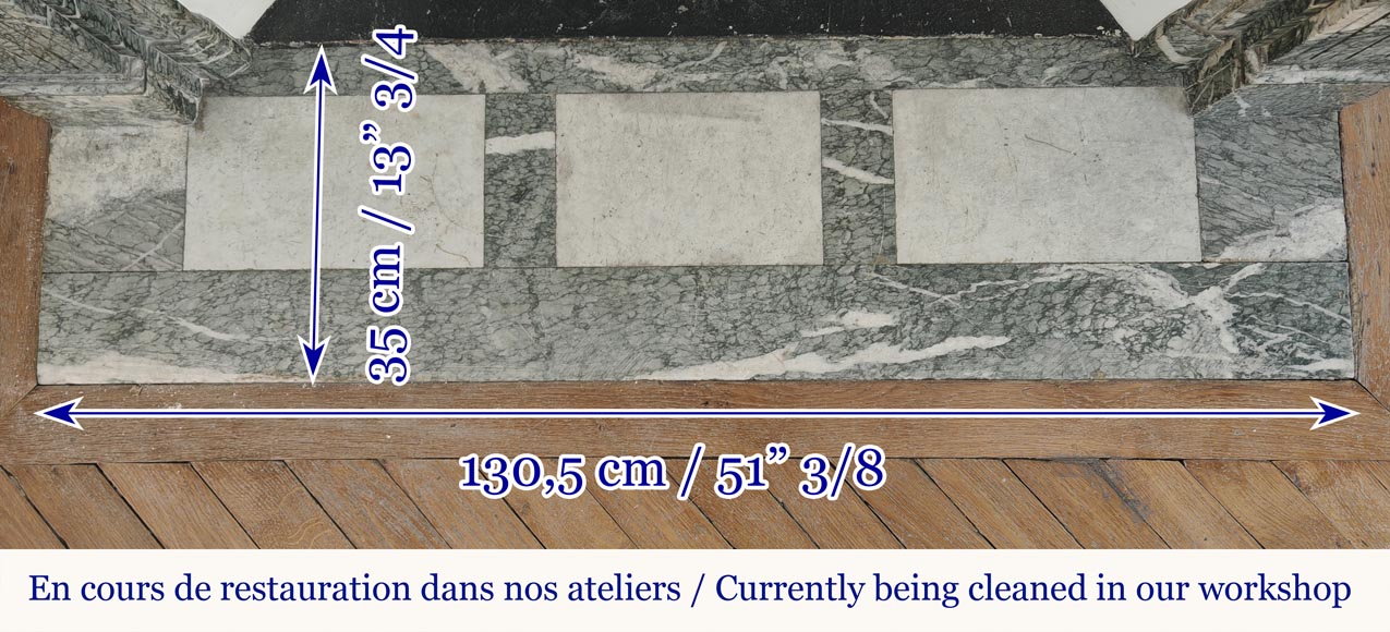 Cheminée moulurée de style Louis XVI en marbre Campan vert Cheminée moulurée de style Louis XVI en marbre Campan vert-8