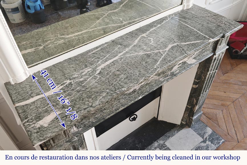 Cheminée moulurée de style Louis XVI en marbre Campan vert Cheminée moulurée de style Louis XVI en marbre Campan vert-9