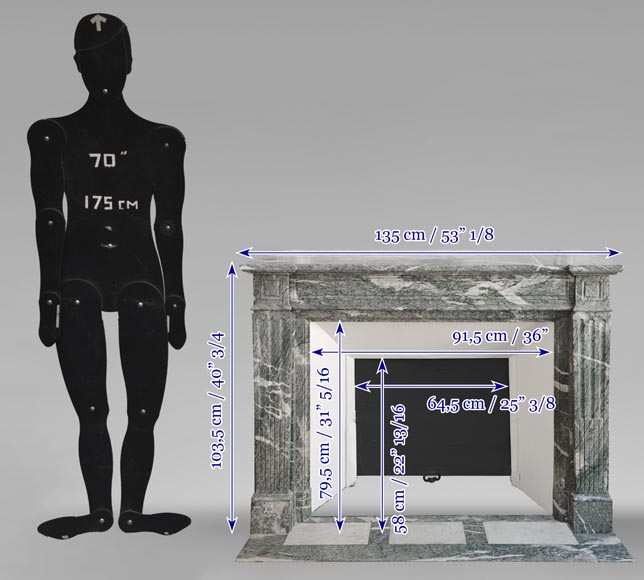 Cheminée moulurée de style Louis XVI en marbre Campan vert Cheminée moulurée de style Louis XVI en marbre Campan vert-10