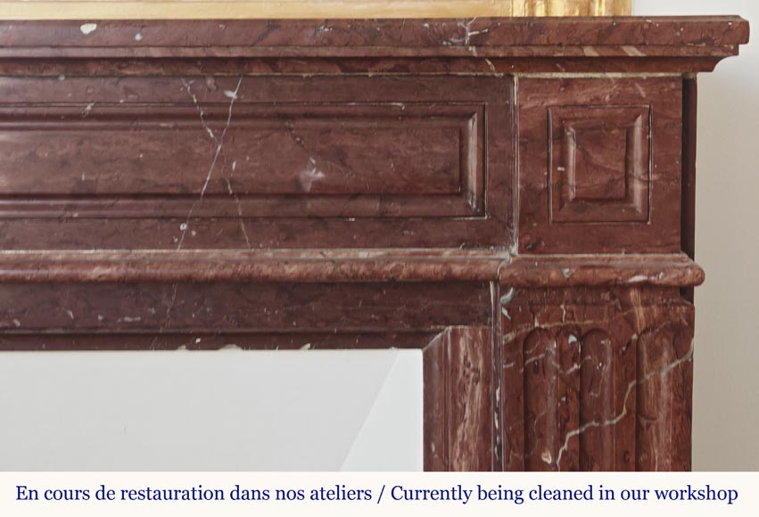 Cheminée de style Louis XVI en marbre rouge Antique Cheminée de style Louis XVI en marbre rouge Antique-5