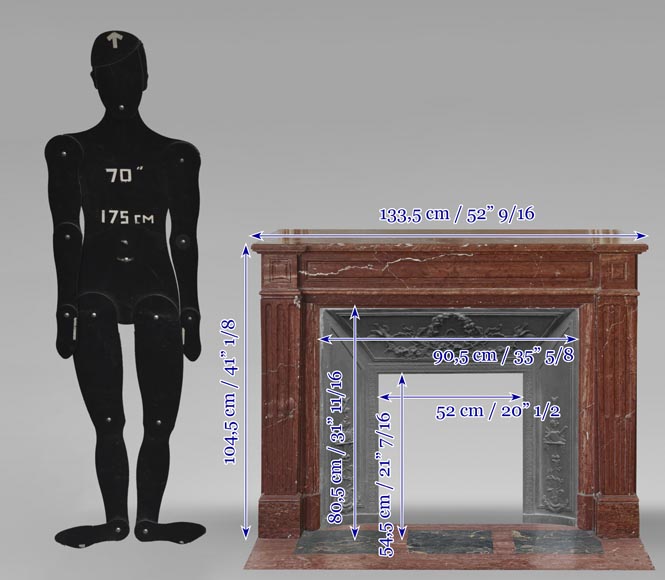 Cheminée de style Louis XVI en marbre rouge Antique Cheminée de style Louis XVI en marbre rouge Antique-9